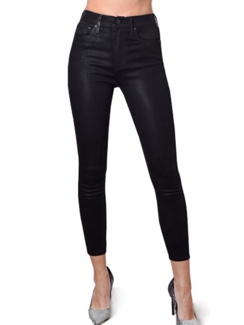 Alice + Olivia Good High Rise Ankle Jean Black Size 26